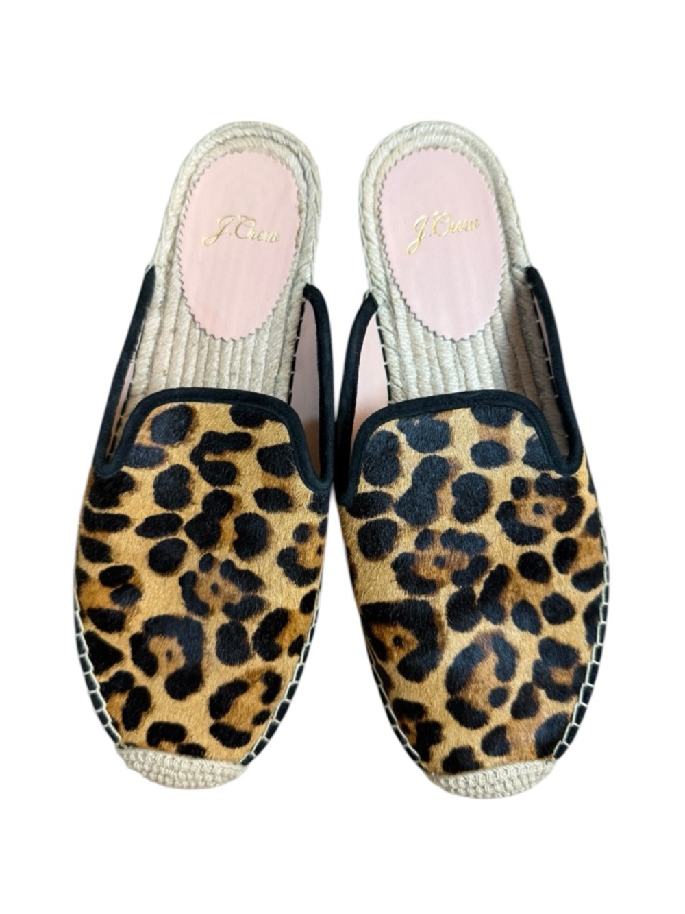 J. Crew Fur-Calf Hair Leopardprint Slip-On Espadrille Mules Women’s Shoes Size 9 - Picture 3 of 12